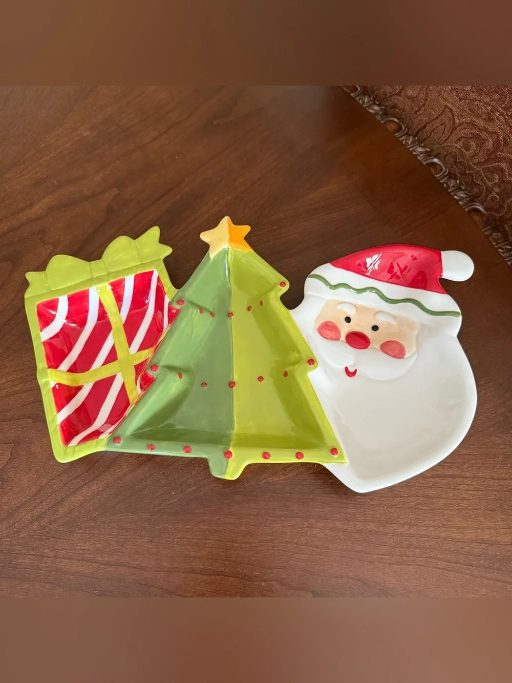 Target Home Hand-Painted Christmas Divided Serving Tray Party Decor Holiday Dish